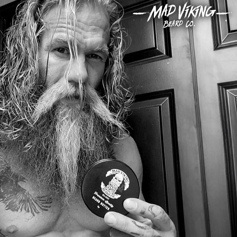 Mad Viking Beard Co. VALHALLA BEARD BUTTER 4Oz - Mango, Shea, Cocoa Butter with Sandalwood & Vanilla Scent - Non-Greasy, Moisturizing Beard Conditioner