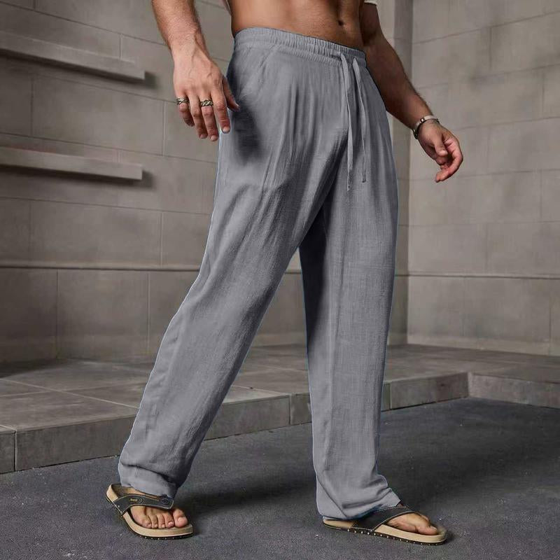 Men’S Summer Casual Linen Pants | Loose Fit with a Drawstring Waist, Breathable and Stylish, Suitable for Indoor Gatherings, Outdoor Activities, and Golf | Simple Design