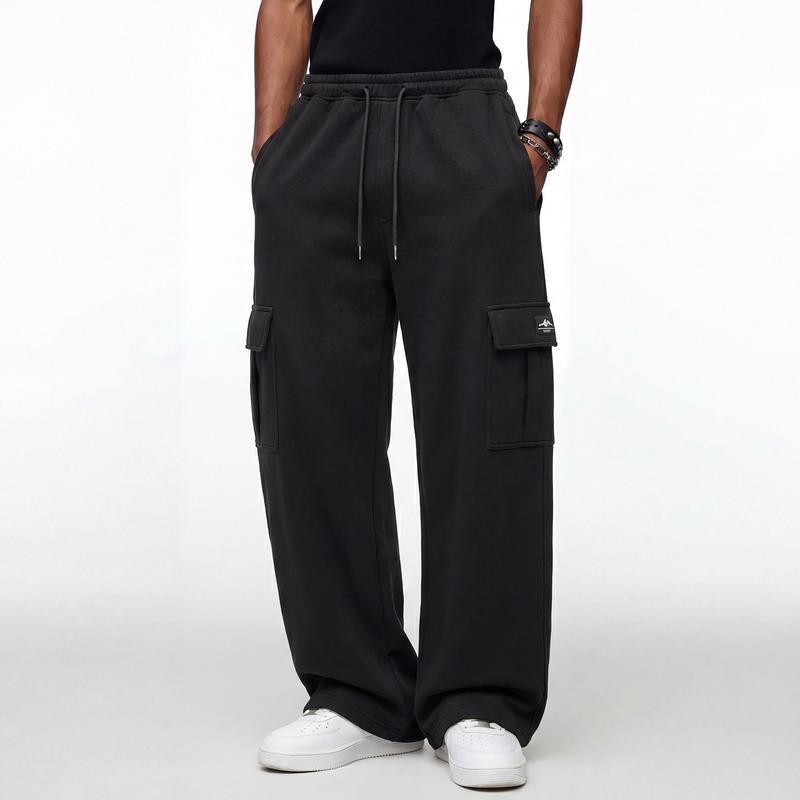 Men’S Workwear Sweatpants; Men’S Work Pants with Multiple Pockets; Hip-Hop Lantern-Style Casual Pants; Men’S Pants with a Loose Straight Cut and Good Stretch; Regular Casual Work Pants for Men Suitable for All Seasons