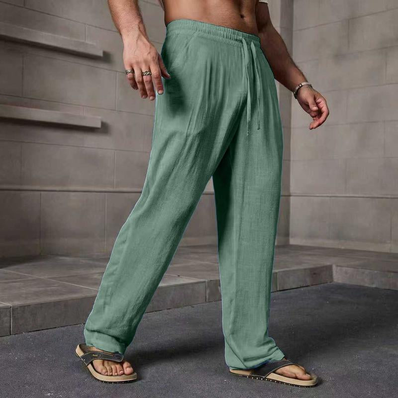 Men’S Summer Casual Linen Pants | Loose Fit with a Drawstring Waist, Breathable and Stylish, Suitable for Indoor Gatherings, Outdoor Activities, and Golf | Simple Design