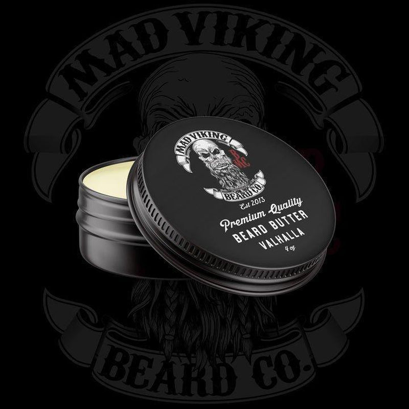 Mad Viking Beard Co. VALHALLA BEARD BUTTER 4Oz - Mango, Shea, Cocoa Butter with Sandalwood & Vanilla Scent - Non-Greasy, Moisturizing Beard Conditioner