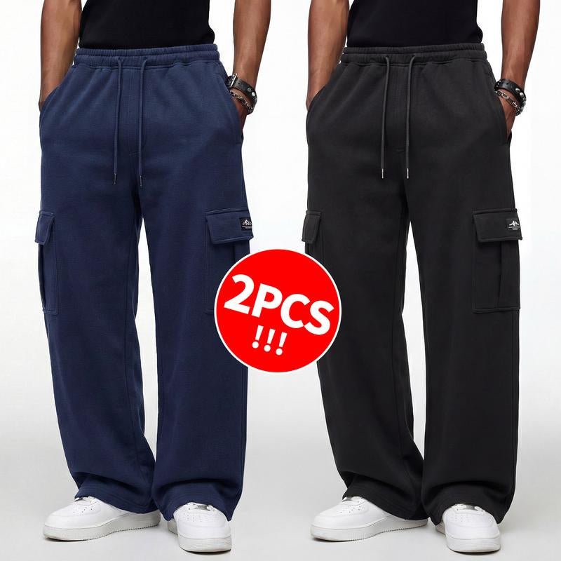 Men’S Workwear Sweatpants; Men’S Work Pants with Multiple Pockets; Hip-Hop Lantern-Style Casual Pants; Men’S Pants with a Loose Straight Cut and Good Stretch; Regular Casual Work Pants for Men Suitable for All Seasons