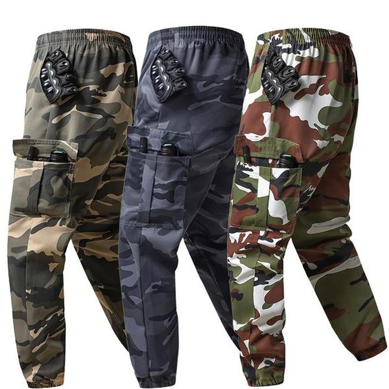 3-Pack American Style Camo Work Trousers - Multi-Pocket, Stretch Waist, Heavy Duty Tapered Pants for Daily & Work Casual Comfy Elastic Man Pantalones Para Hombre Pants for Men Cargo Pants for Men