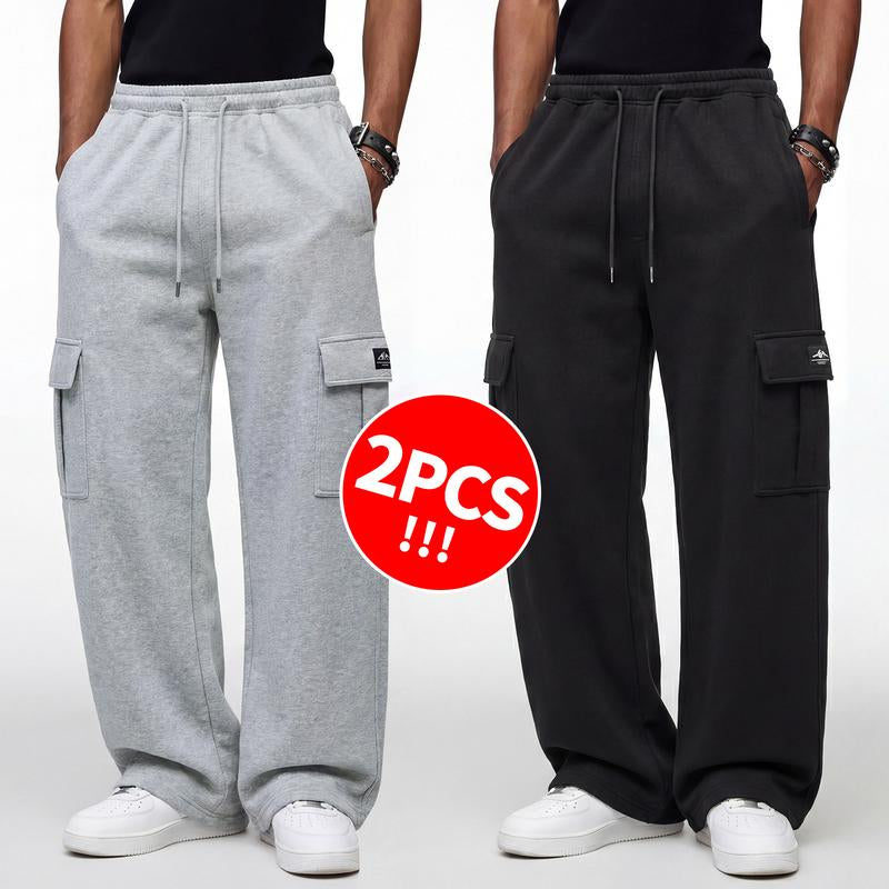 Men’S Workwear Sweatpants; Men’S Work Pants with Multiple Pockets; Hip-Hop Lantern-Style Casual Pants; Men’S Pants with a Loose Straight Cut and Good Stretch; Regular Casual Work Pants for Men Suitable for All Seasons