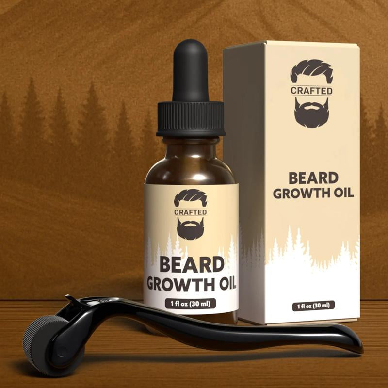 Beard Growth Kit - Valentines Gift for Men - Grow a Thicker Fuller Beard - Beard Growth Serum - Beard Roller