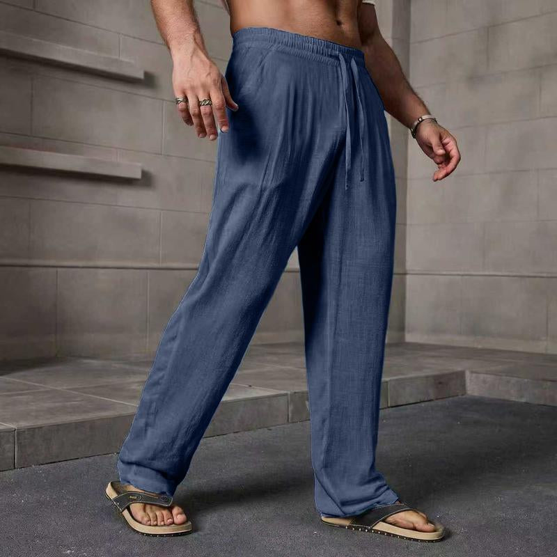 Men’S Summer Casual Linen Pants | Loose Fit with a Drawstring Waist, Breathable and Stylish, Suitable for Indoor Gatherings, Outdoor Activities, and Golf | Simple Design