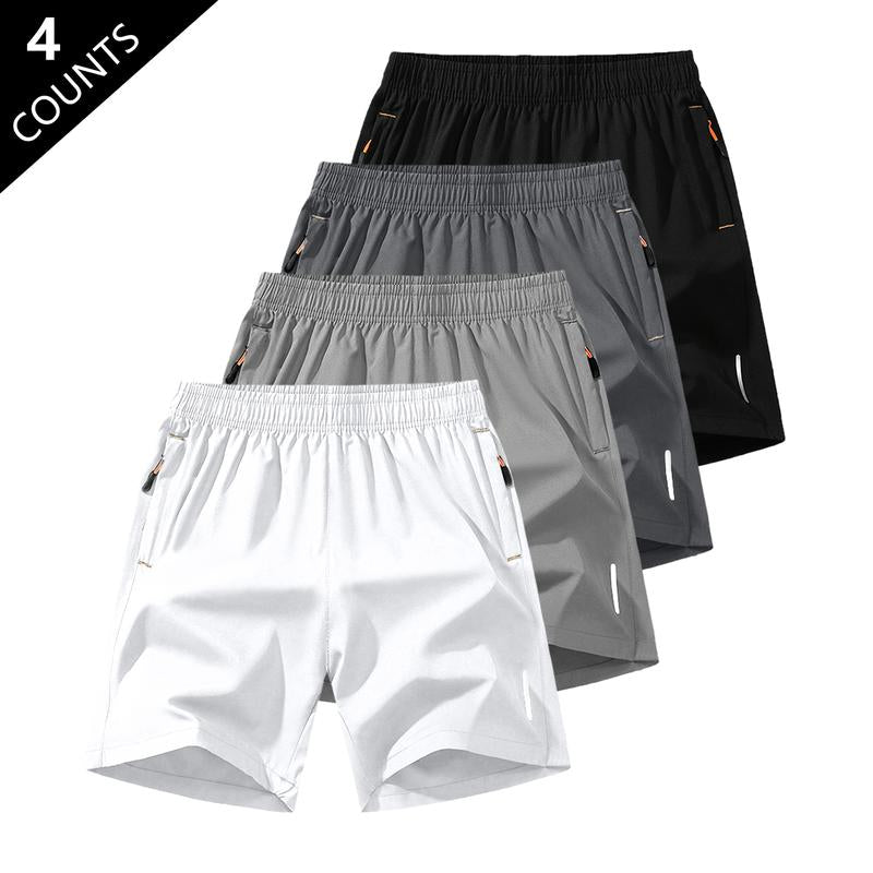 5-Pack, Men'S Solid Color Zipper Pocket Shorts - Summer Casual Comfortable Breathable Three-Quarter Pants, Men'S Everyday Bottoms, Tropical Beige, 5-Pack