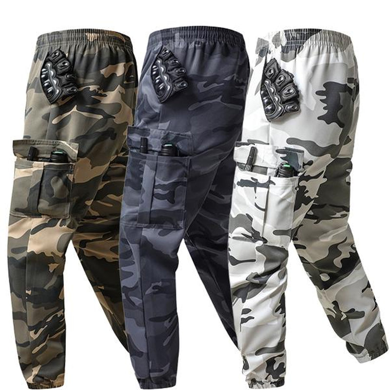 3-Pack American Style Camo Work Trousers - Multi-Pocket, Stretch Waist, Heavy Duty Tapered Pants for Daily & Work Casual Comfy Elastic Man Pantalones Para Hombre Pants for Men Cargo Pants for Men