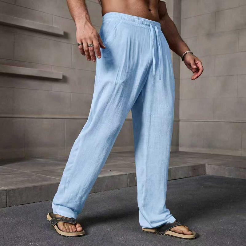 Men’S Summer Casual Linen Pants | Loose Fit with a Drawstring Waist, Breathable and Stylish, Suitable for Indoor Gatherings, Outdoor Activities, and Golf | Simple Design