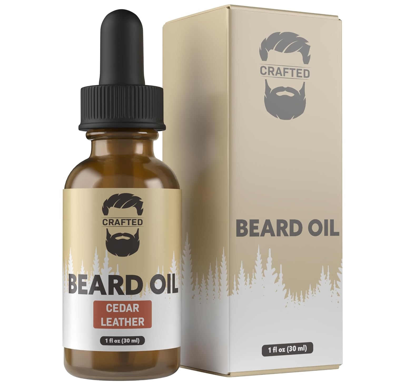 Beard Oil - Cedar & Leather Scent, All Natural Conditioner, No Residue, 1oz Made in USA
