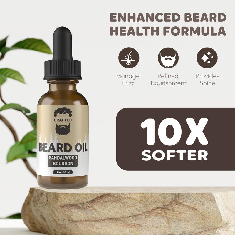 Crafted Beards Beard Oil - All Natural Jojoba Blend for Daily Grooming, No Residue, 1oz