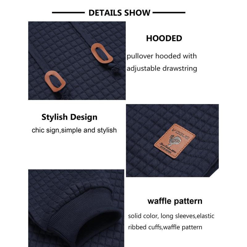COOFANDY Mens Hooded Sweatshirt Casual Long Sleeve Drawstring Waffle Knit Pullover Hoodies