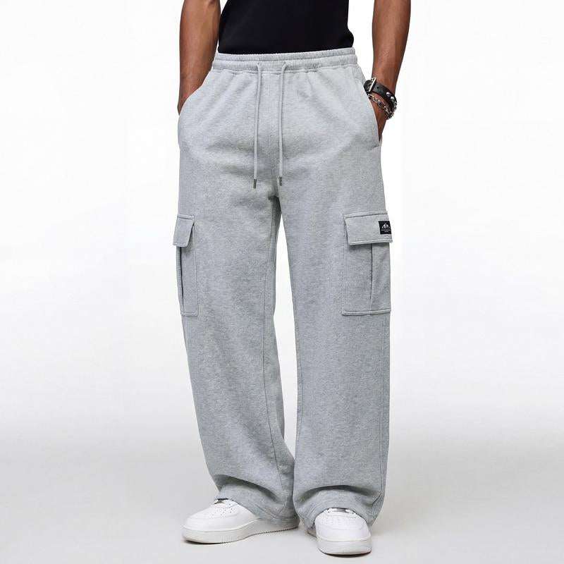 Men’S Workwear Sweatpants; Men’S Work Pants with Multiple Pockets; Hip-Hop Lantern-Style Casual Pants; Men’S Pants with a Loose Straight Cut and Good Stretch; Regular Casual Work Pants for Men Suitable for All Seasons