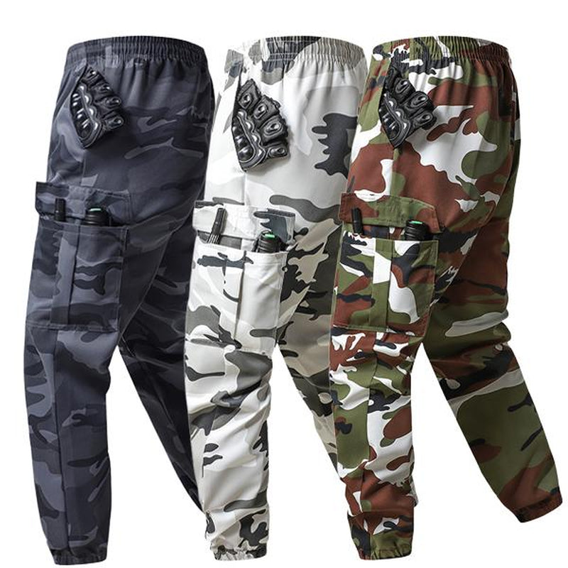 3-Pack American Style Camo Work Trousers - Multi-Pocket, Stretch Waist, Heavy Duty Tapered Pants for Daily & Work Casual Comfy Elastic Man Pantalones Para Hombre Pants for Men Cargo Pants for Men