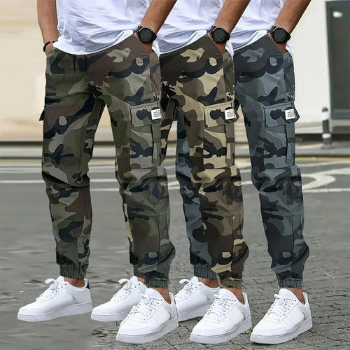 3-Pack American Style Camo Work Trousers - Multi-Pocket, Stretch Waist, Heavy Duty Tapered Pants for Daily & Work Casual Comfy Elastic Man Pantalones Para Hombre Pants for Men Cargo Pants for Men