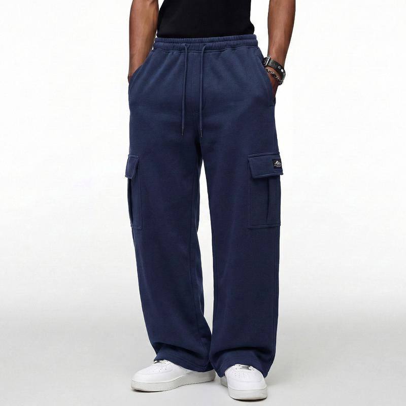 Men’S Workwear Sweatpants; Men’S Work Pants with Multiple Pockets; Hip-Hop Lantern-Style Casual Pants; Men’S Pants with a Loose Straight Cut and Good Stretch; Regular Casual Work Pants for Men Suitable for All Seasons